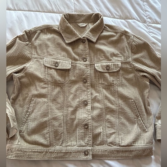 J.Jill CORDUROY Jacket coat neutral large - Picture 1 of 8